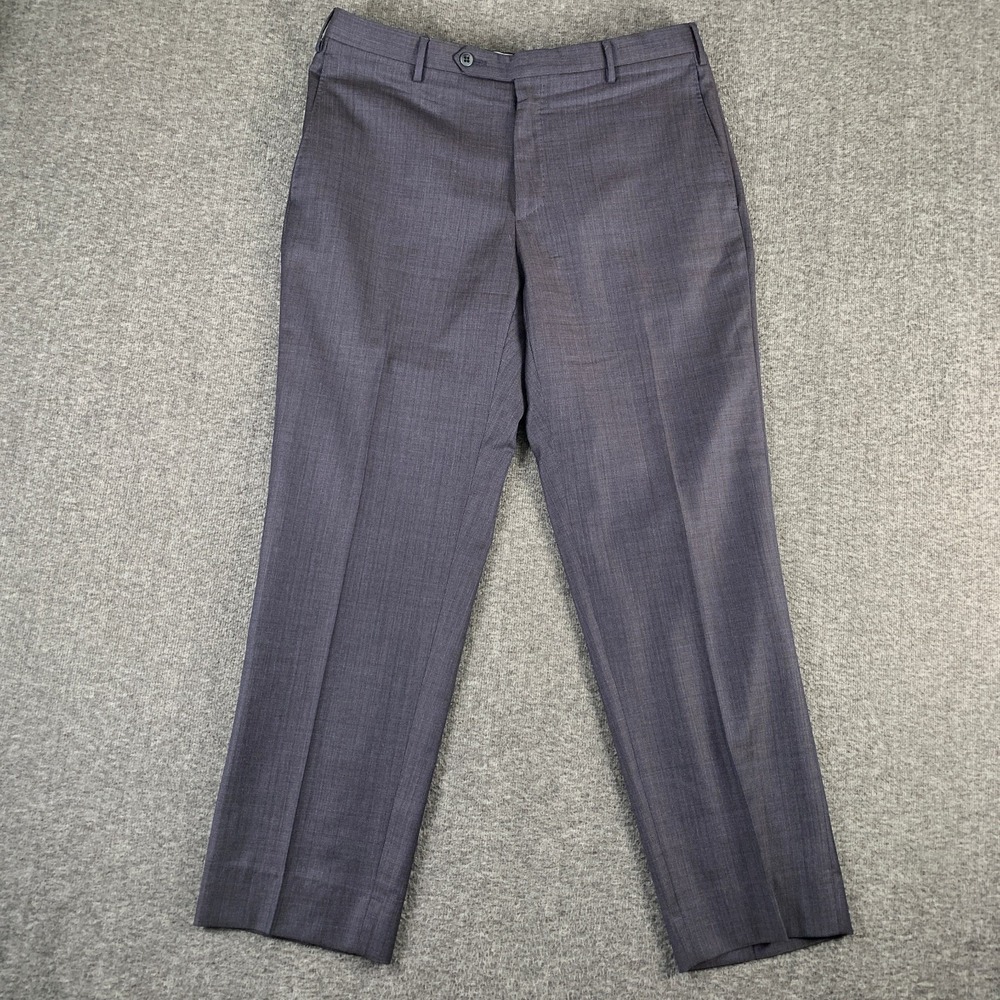 Zanella Pants Men 34x28 Parker Wool Trousers Slacks Platinum